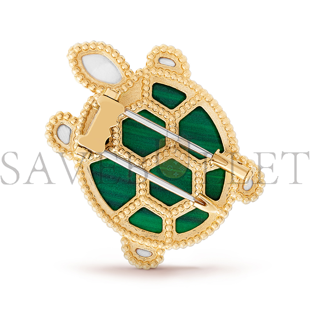 VAN CLEEF ARPELS LUCKY ANIMALS TURTLE CLIP - YELLOW GOLD, MALACHITE, MOTHER-OF-PEARL, ONYX  VCARP5LK00